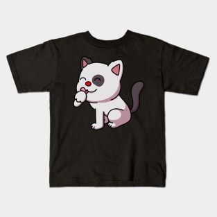 Cute Cat With Red Nose Kids T-Shirt